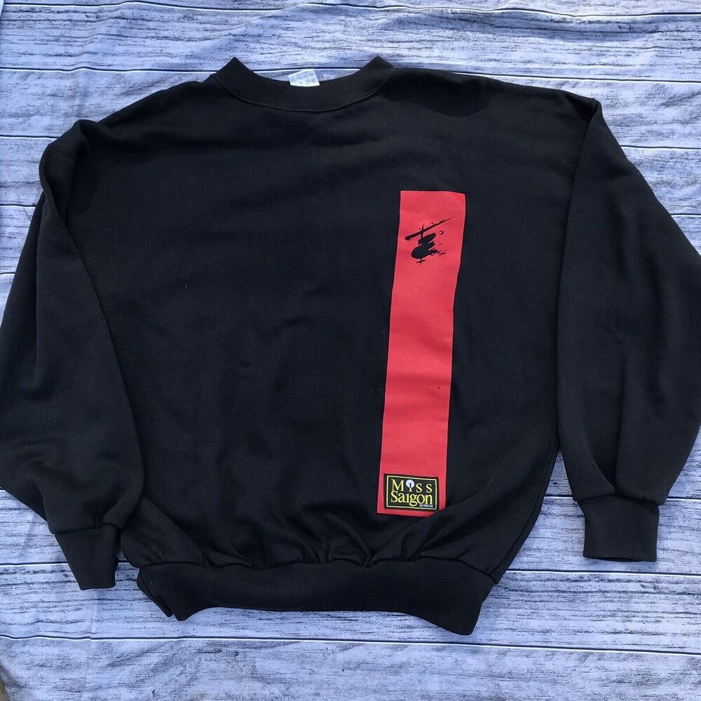 Miss Saigon Vtg 1988 Crewneck Sweatshirt Musical Xl L Broadway 80s Grunge Goth